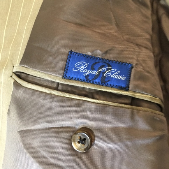 SAVILE ROW 2-Button Custom Pinstripe Tan Suit RARE - Picture 4 of 8